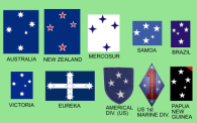 CRUX Southern cross appearing on a number of flags