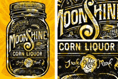 moonshine liquor black yellow
